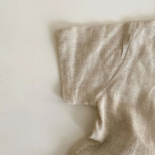 Girls Solid Linen Shorts Set - RYAN AND REMI