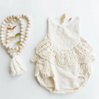 Newborn Ruffle Lace Backless Romper - RYAN AND REMI