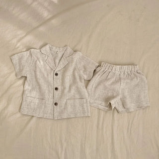 Girls Solid Linen Shorts Set - RYAN AND REMI