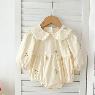 Long Sleeve  Embroidery Flower Romper - RYAN AND REMI