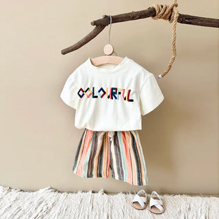 Colorful Stripe Shorts Set - RYAN AND REMI