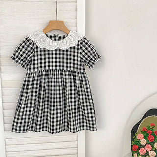 Checkered Eyelet Collar Sister Outfit - RYAN AND REMI