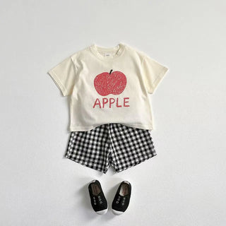 Plaid Shorts Fruit Print Set - RYAN AND REMI