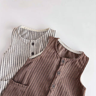 Striped Sleeveless Short Jumpsuit - RYAN AND REMI