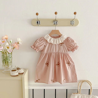 Lace Collar Flower Dress - RYAN AND REMI