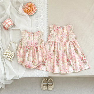Pink Lace Bow Sister Outfit - RYAN AND REMI