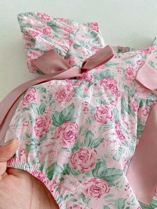 Floral Puff Sleeve Romper Set - RYAN AND REMI