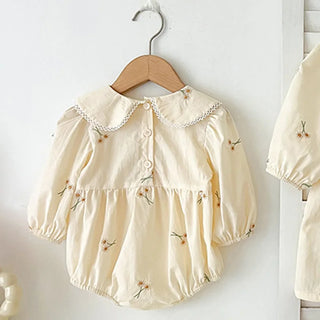 Long Sleeve  Embroidery Flower Romper - RYAN AND REMI