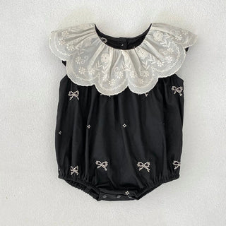 Black Embroidery Bow Romper - RYAN AND REMI