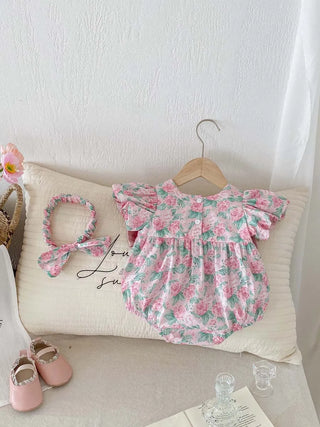 Floral Puff Sleeve Romper Set - RYAN AND REMI