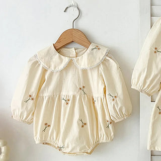 Long Sleeve  Embroidery Flower Romper - RYAN AND REMI