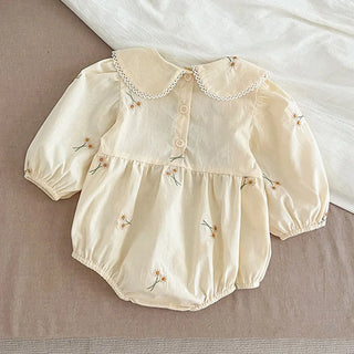 Long Sleeve  Embroidery Flower Romper - RYAN AND REMI