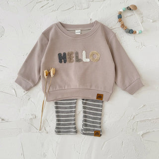 HELLO Striped Pants Set - RYAN AND REMI