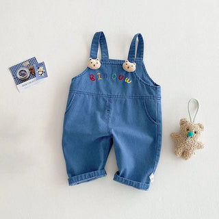 Bear Embroidered Overalls - RYAN AND REMI