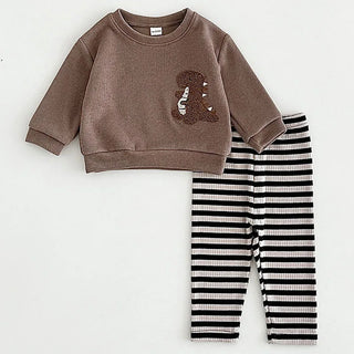 Boys Dinosaur Striped Pants Set - RYAN AND REMI