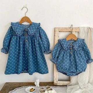 Printed Denim Sister Outfit - RYAN AND REMI