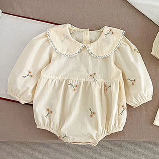Long Sleeve  Embroidery Flower Romper - RYAN AND REMI