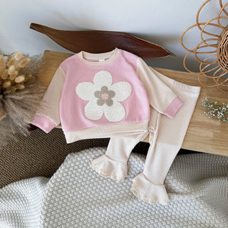 Flower Embroidered Frill Pants Set - RYAN AND REMI