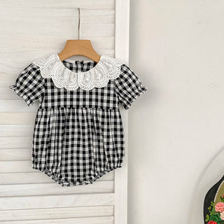 Checkered Eyelet Collar Sister Outfit - RYAN AND REMI