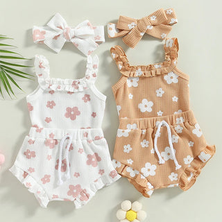 Newborn Flower Romper Set. 3 Pcs - RYAN AND REMI