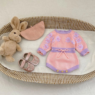 Floral Long Sleeve Knitted Bodysuit - RYAN AND REMI