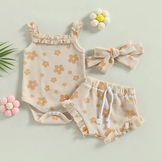 Newborn Flower Romper Set. 3 Pcs - RYAN AND REMI