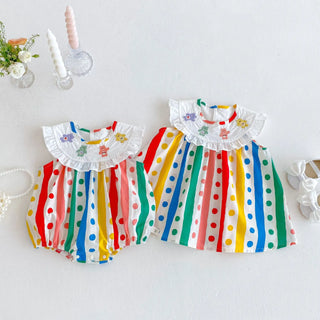 Rainbow Polka Dot Sister Outfit - RYAN AND REMI