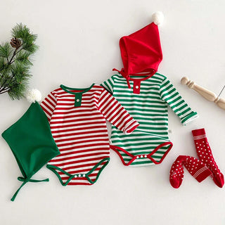 Striped Christmas Bodysuit Set - RYAN AND REMI