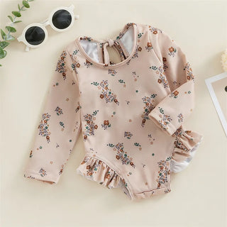 Baby Girl Floral Print Backless Bathing Suit - RYAN AND REMI