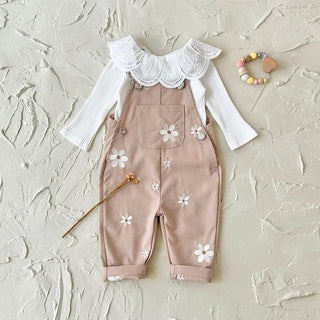 Embroidered Floral Dungaree Jumpsuit - RYAN AND REMI