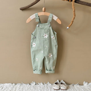 Embroidered Floral Dungaree Jumpsuit - RYAN AND REMI