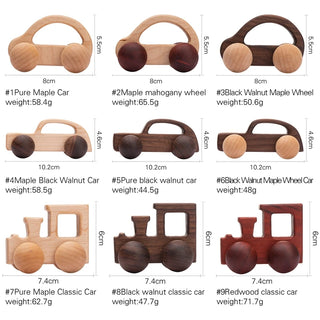 Montessori Educational Smooth Maple Wood Toy Cars - RYAN AND REMI