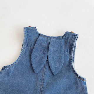 Autumn and winter baby denim overalls with rabbit ears, cute long pants and one-piece pants - RYAN AND REMI