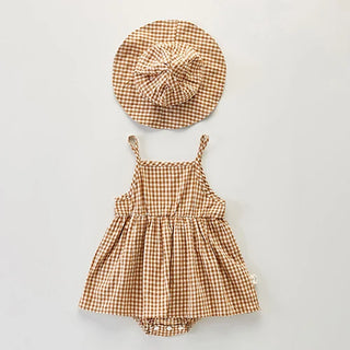 Sleeveless Plaid Dress Romper Set - RYAN AND REMI