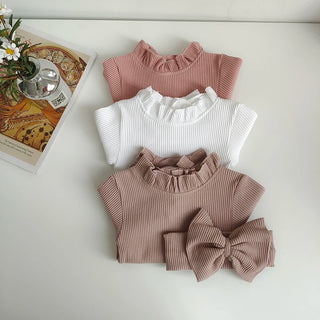 Ruffle Neck Long Sleeve Bodysuit Set - RYAN AND REMI