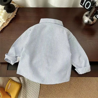 Stripe Button Up Dog Patch Shirt - RYAN AND REMI