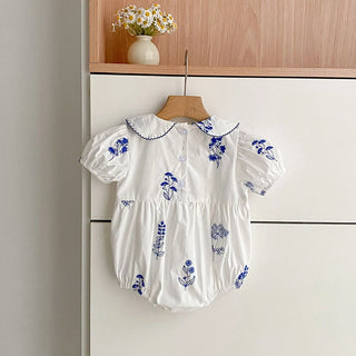 Embroidered Spode Blue Flower Romper