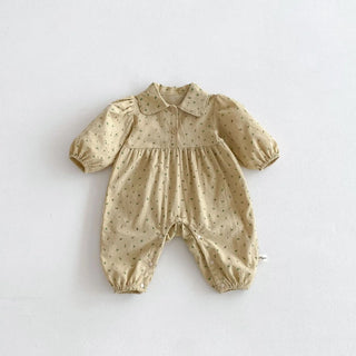 Corduroy Floral Lapel Jumpsuit