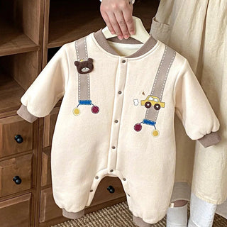 Fleece Cartoon Bear Jumpsuit