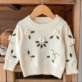 3D Embroidered Knitted Floral Sweater