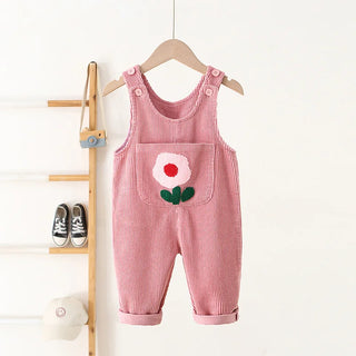 Corduroy Flower Overalls Jumpsuit - RYAN AND REMI