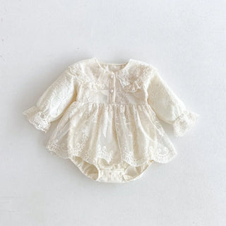 Lace Patchwork Girl's One Piece Clothes Princess Dress 4357  Baby Girl's Romper Skirt Autumn 2025 - RYAN AND REMI