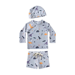 1-7T Summer Kids Boy Swimsuits Vacation Beach Pants Long sleeve Tops with Hat Toddler Sets Fashion Children Surfing Swim Suit - RYAN AND REMI