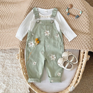 Embroidered Floral Dungaree Jumpsuit - RYAN AND REMI