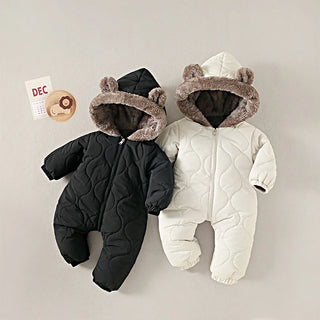 Winter baby fur lining  jumpsuit