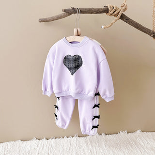 Baby Girl Clothes Toddler Sets Cotton Love Sweatshirt Long Sleeve Top+Bow Pants Spring Newborn Kids Clothing Infant Outfit Suits - RYAN AND REMI