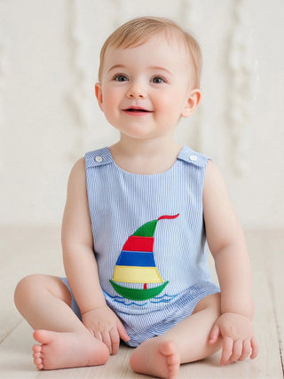 Embroidered Nautical Striped Jumpsuit - RYAN AND REMI