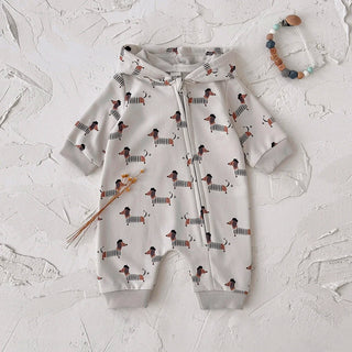 Dog Printed Hooded Jumpsuit - RYAN AND REMI