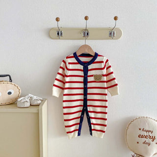 Knitted Striped Bear Jumpsuit