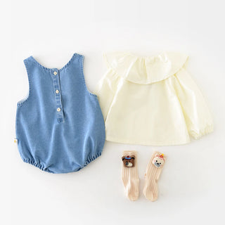 Peter Pan Collar Denim Set - RYAN AND REMI